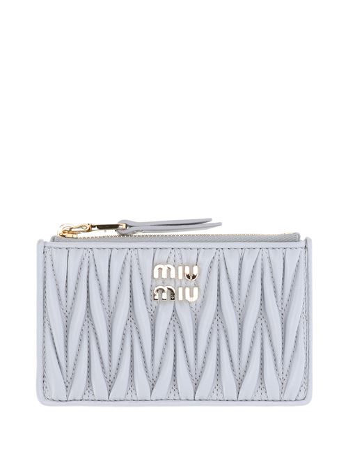 Blue-grey calf leather matelassé wallet MIU MIU | 5MB06M2FPPF0164